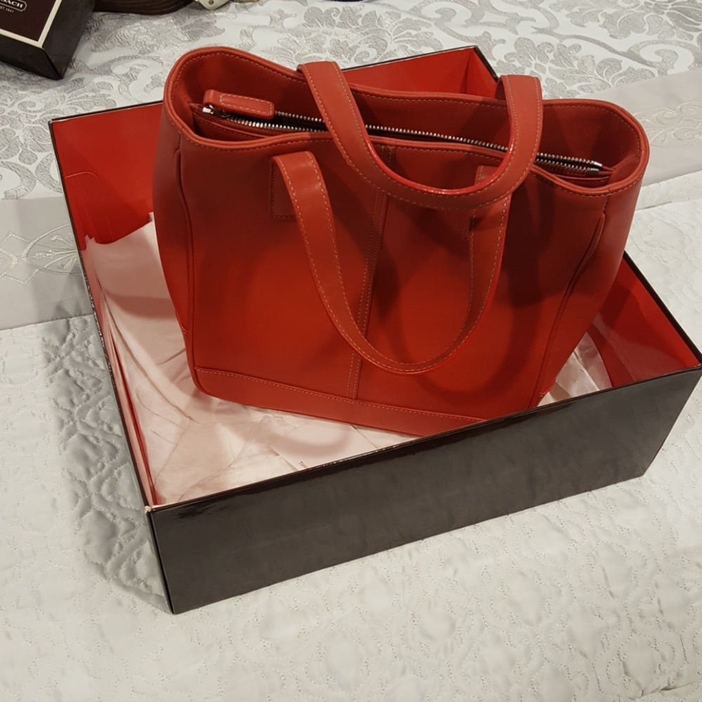 Coach red leather bag